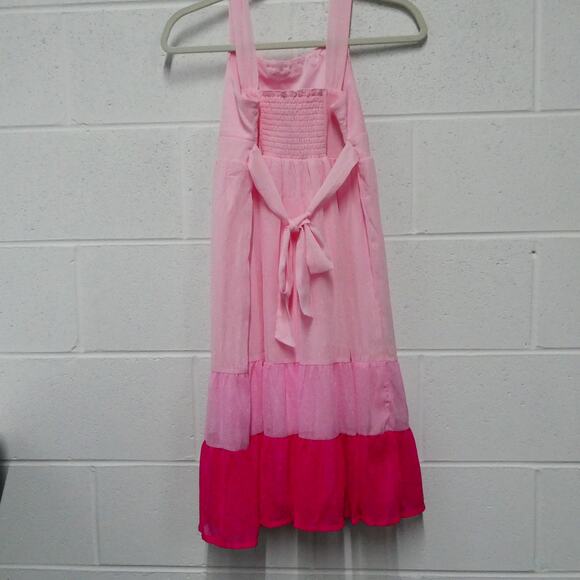 Justice Dress Girl's Size 14 Pink Shimmer Sleeveless Lined Rosettes Layered - Picture 4 of 7